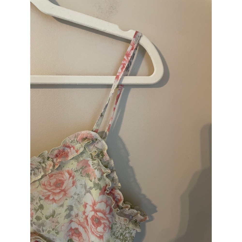 Floral Ruffled Chiffon Fairy Midi Babydoll Slip Dress No Boundaries Size M - Picture 4 of 10